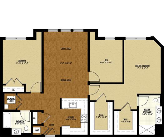 Type G floor plan: 2 bed, 2 bath, 1,434 square feet